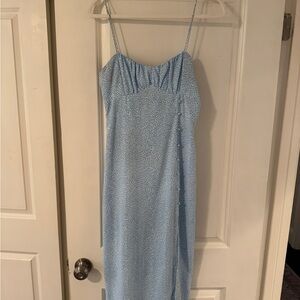 Zara Blue Spaghetti Strap Midi Dress